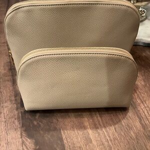 Quince Cream Leather Cosmetic Bag Set